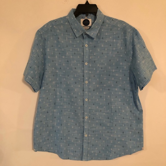 Denim & Flower Shirts Denim Floral Mens Short Sleeve Shirt Size Xl